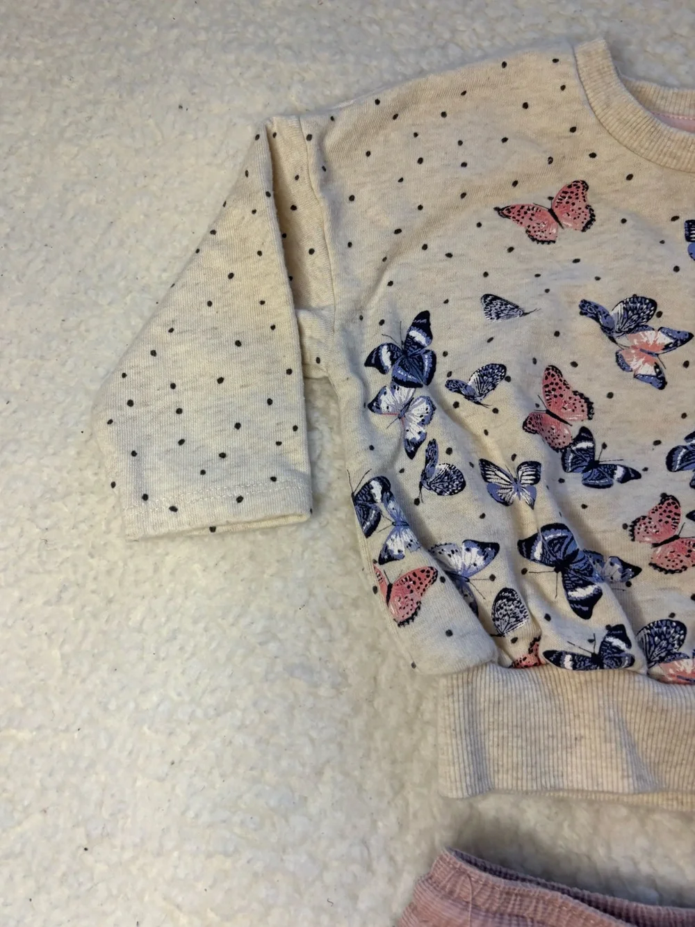 H&M Baby Girl 2-Piece Butterfly Sweatshirt & Pink Corduroy Pants Outfit Set
